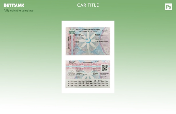 Шаблон за картичка за регистрација на возила во Индија во модерен стил